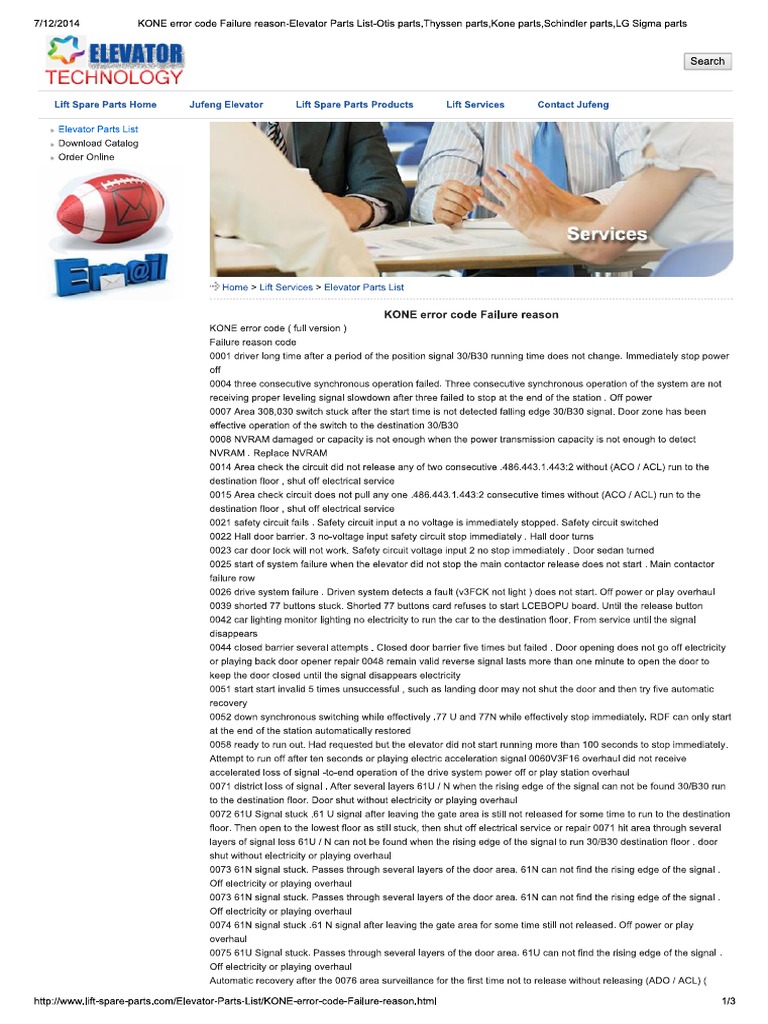 KONE Error Code Failure Er Parts LG Sigma Parts PDF PDF
