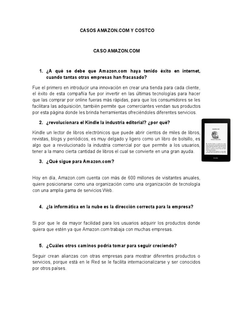Casos Amazon y Costco PDF Amazon Kindle Marketing