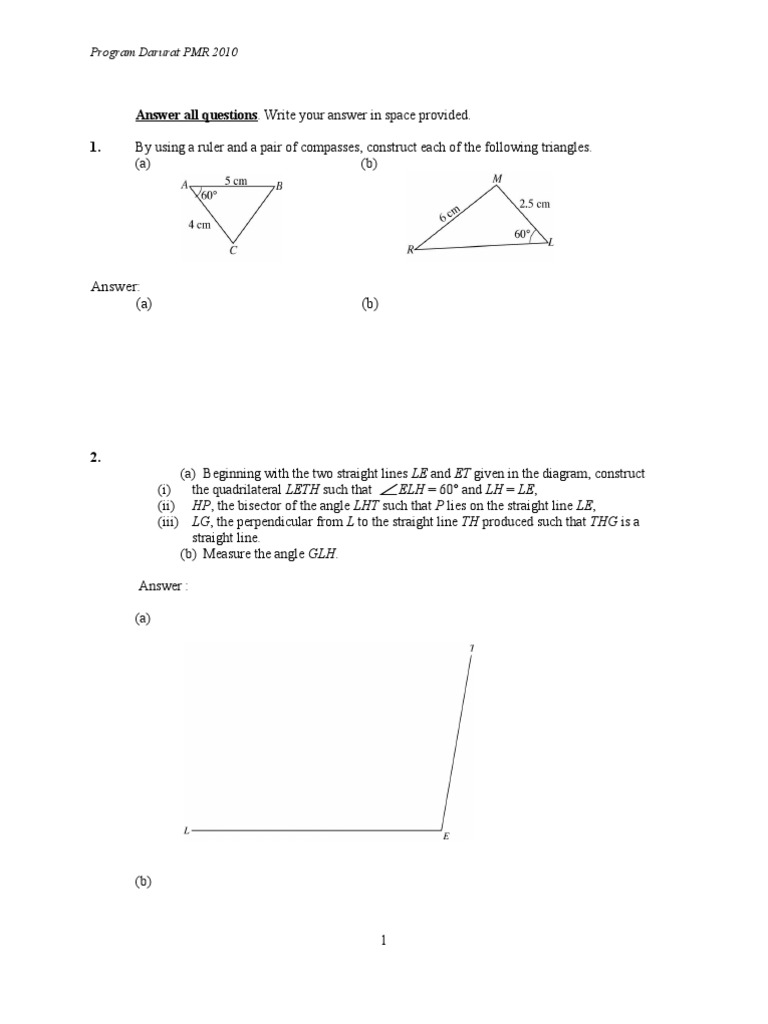 Answer: (A) (B) : Answer All Questions. Write Your Answer in Space ...