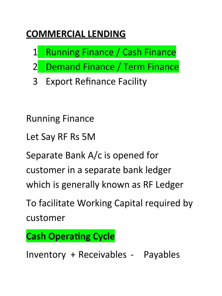 Commercial Lending Overview and Calculations | PDF