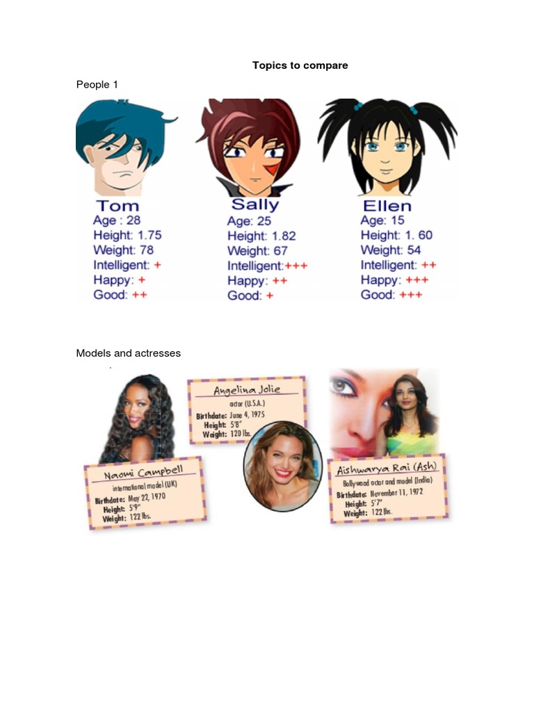 Topics For Comparisons | PDF | Language Arts & Discipline