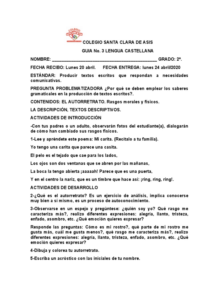 Guía de Lengua Castellana 2º Grado | PDF | Artes del Lenguaje y ...
