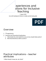 TP Experiences and Implications For Inclusive Teaching