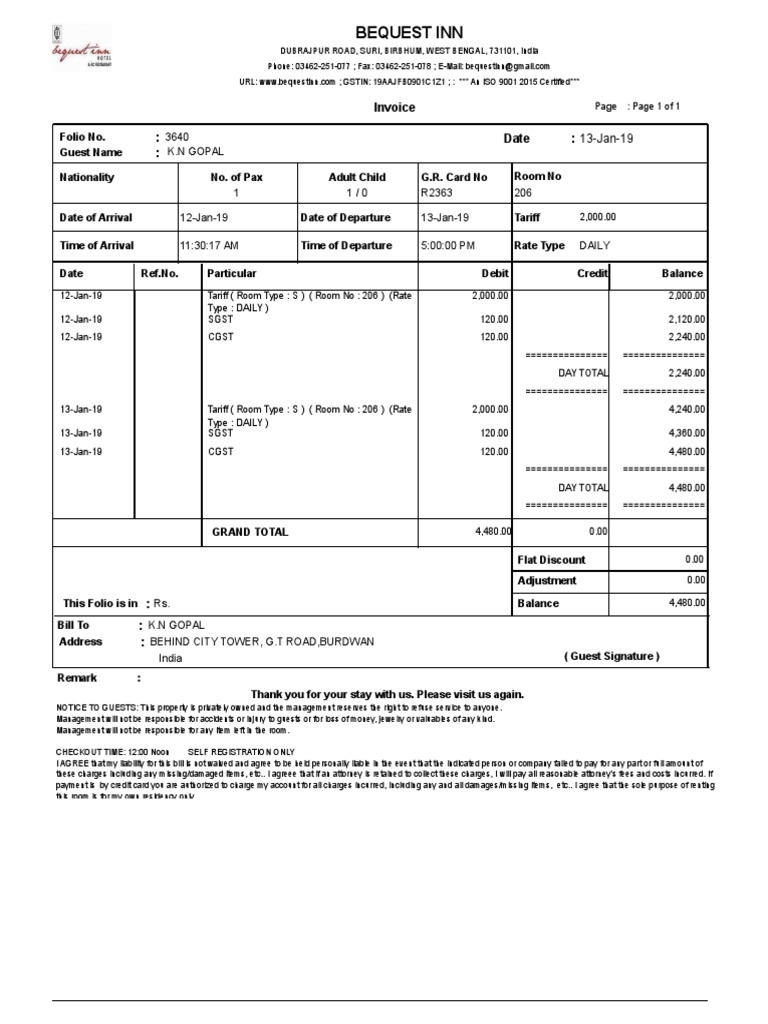 Bequest Inn Suri: Invoice Summary | PDF | Credit Card | Payments