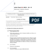 Desarrollo Formulación y Evaluación de Proyectos de Inversión - Consigna