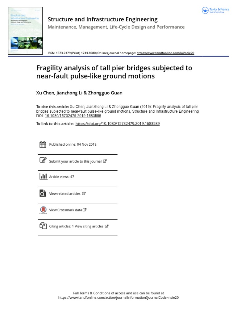 Fragility Analysis of Tall Pier Bridges Subjected To Near Fault Pulse ...
