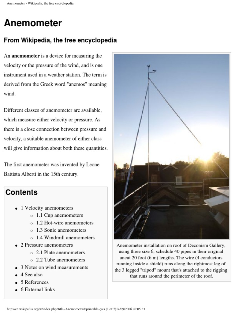 Anemometer Wikipedia, The Free Encyclopedia PDF Meteorology