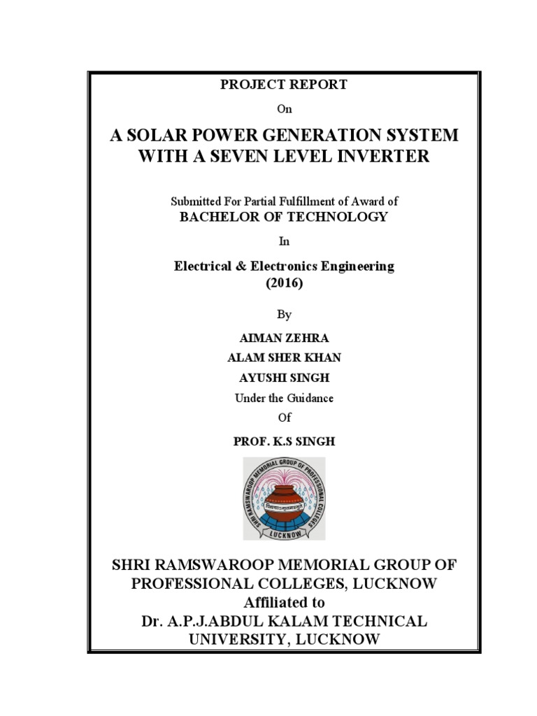 Solar Power System with Seven-Level Inverter | PDF