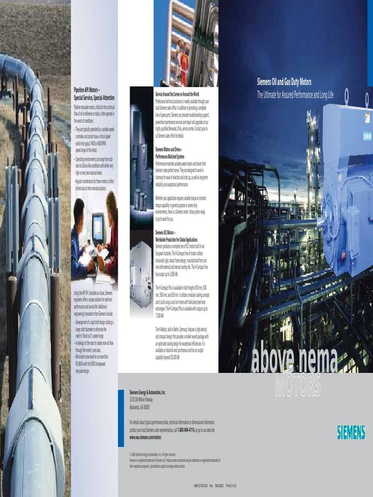 Siemens Oil and Gas Duty MotorsThe Ultimate For Assured Performance