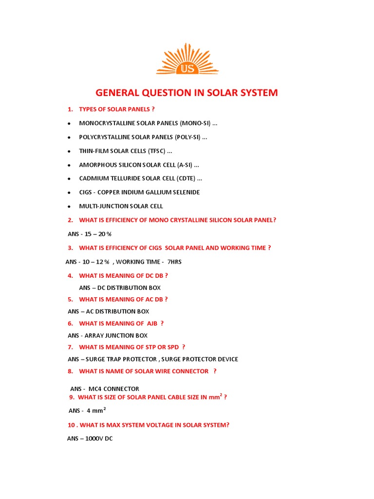 Solar System FAQs and Panel Types | PDF | Photovoltaics | Thin Film ...