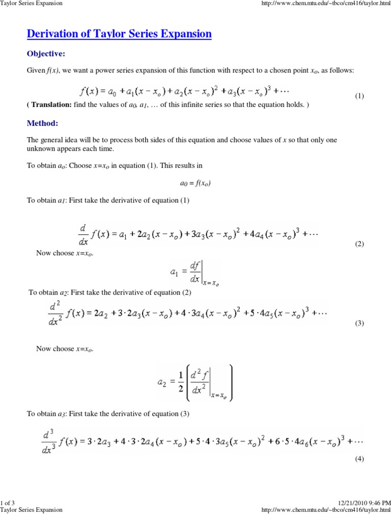 Taylor Series Expansion | PDF | Series (Mathematics) | Equations