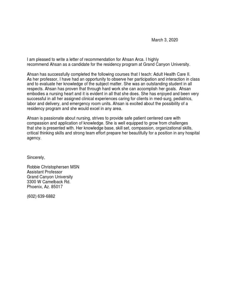 Ahsan Arca Letter of Recommendation 3 | PDF