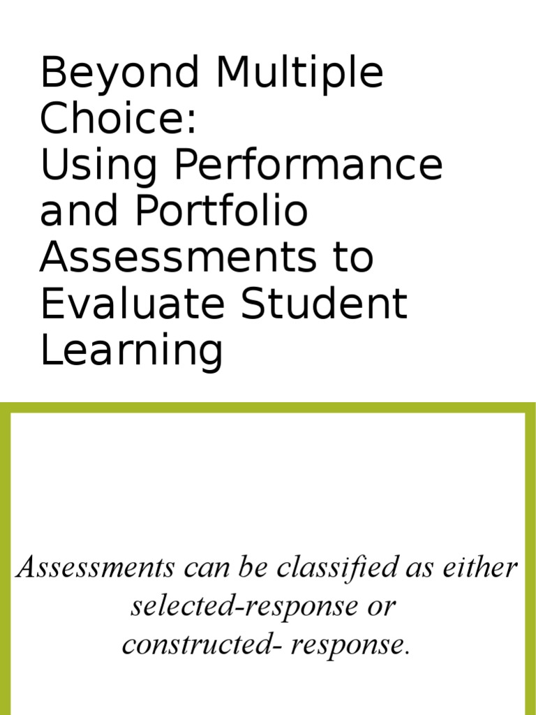 Performance and Portfolio Assessments | PDF | Educational Assessment ...