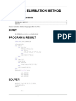 Gauss Elimination Method: Input Program & Result
