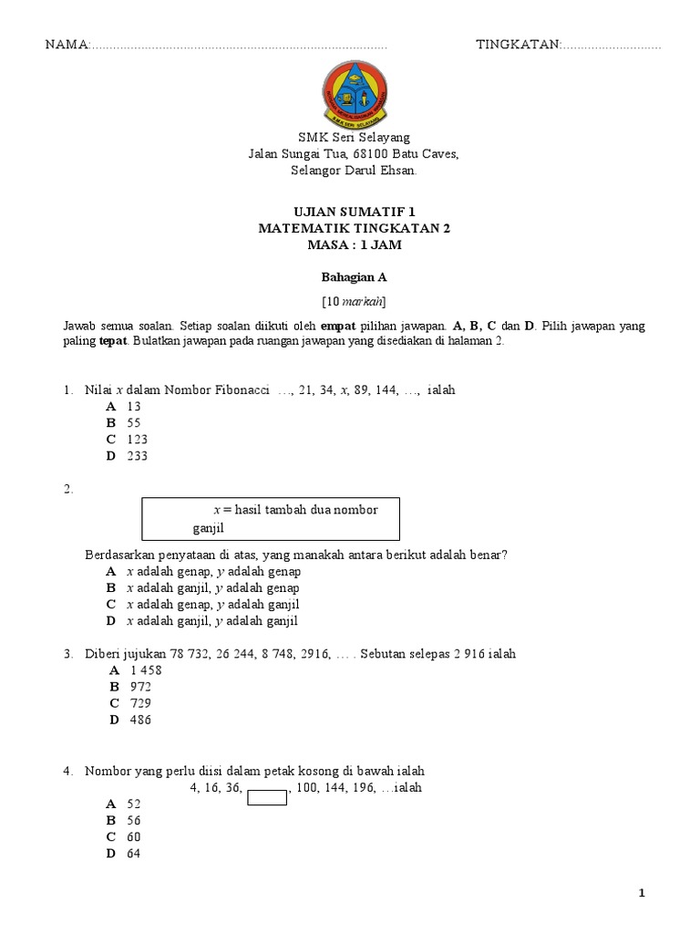 Soalan Mac Matematik T2 Recovered Pdf