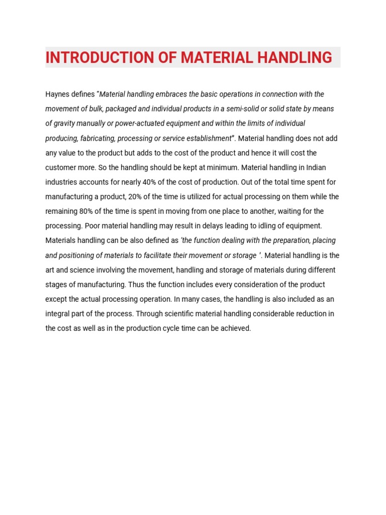 Introduction to Material Handling Systems | PDF | Economic Sectors ...
