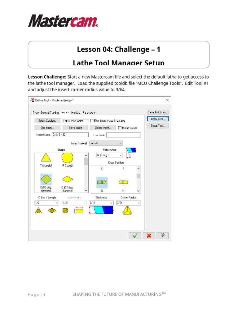 Lathe Tool Manager Setup in Mastercam | PDF | Computers