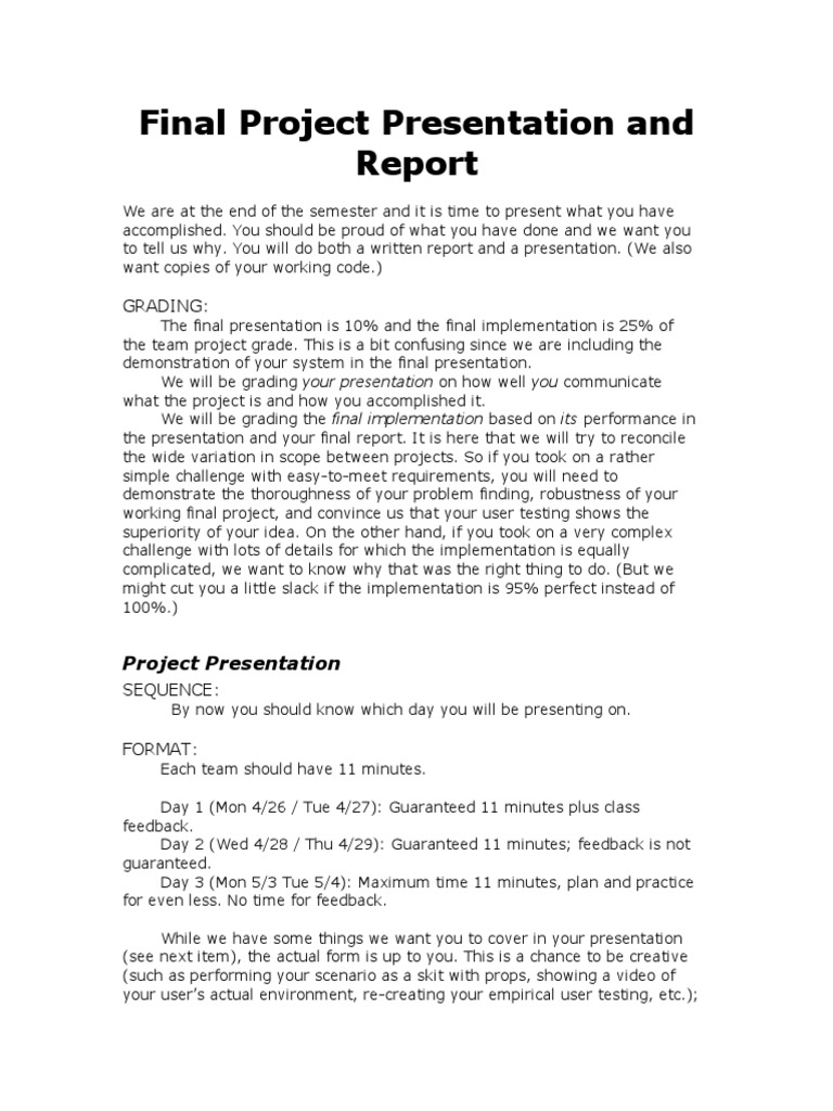 Final Project Presentation Guidelines | PDF | Communication | Computing