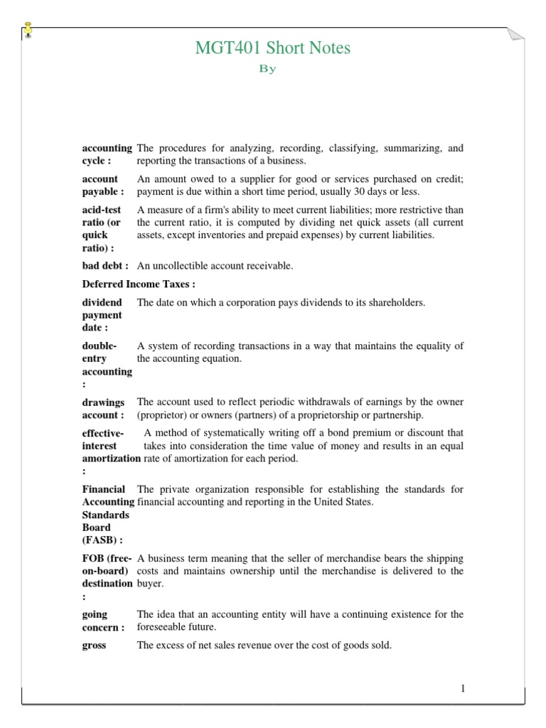 Accounting Terms and Definitions Guide | PDF | Stocks | Dividend