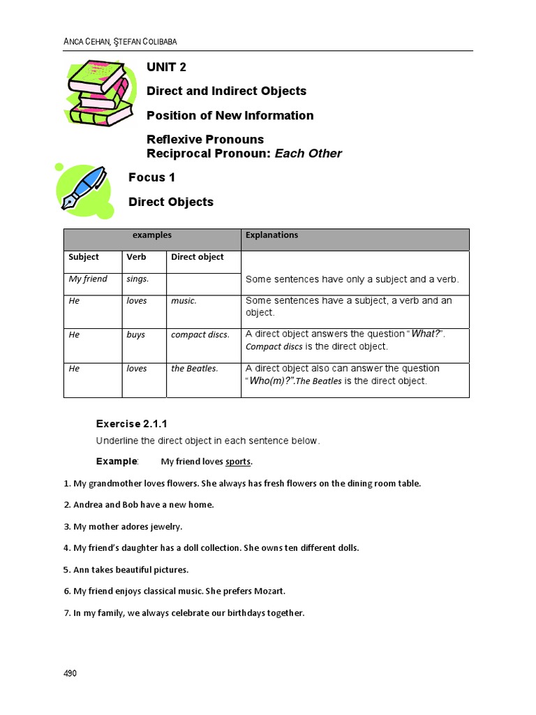 Unit 2 Direct and Indirect Objects Position of New Information ...