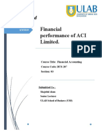 Financial Performance of ACI Limited.: Course Title: Financial Accounting Course Code: BUS 207 Section: 03