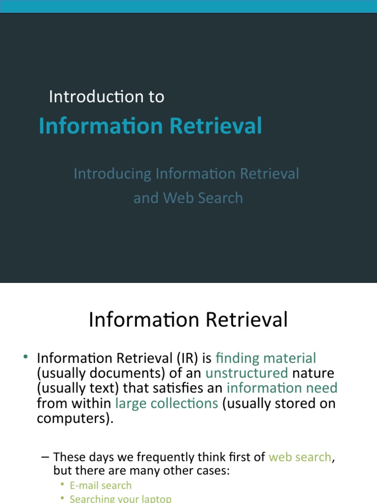 Lecture01 Intro | PDF | Search Engine Indexing | Information Retrieval