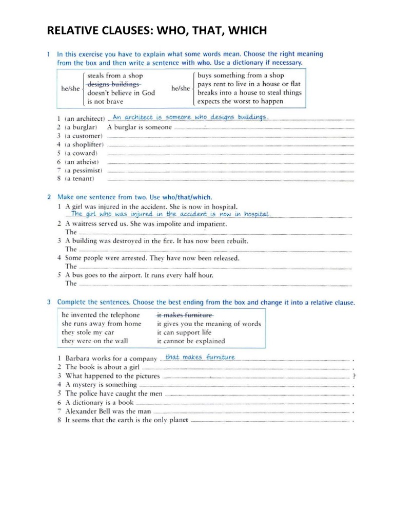 Relative Clauses Who That Which | PDF