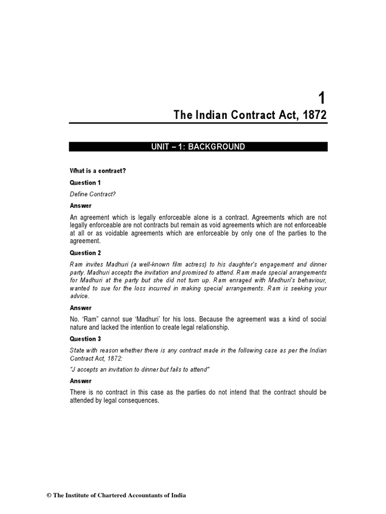 Indian Contract Act 1872 | PDF | Offer And Acceptance | Consideration