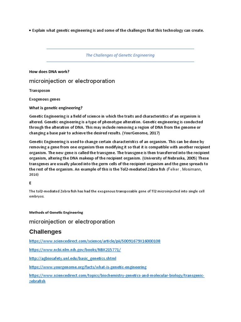 Genetic Engineering Assignment | PDF