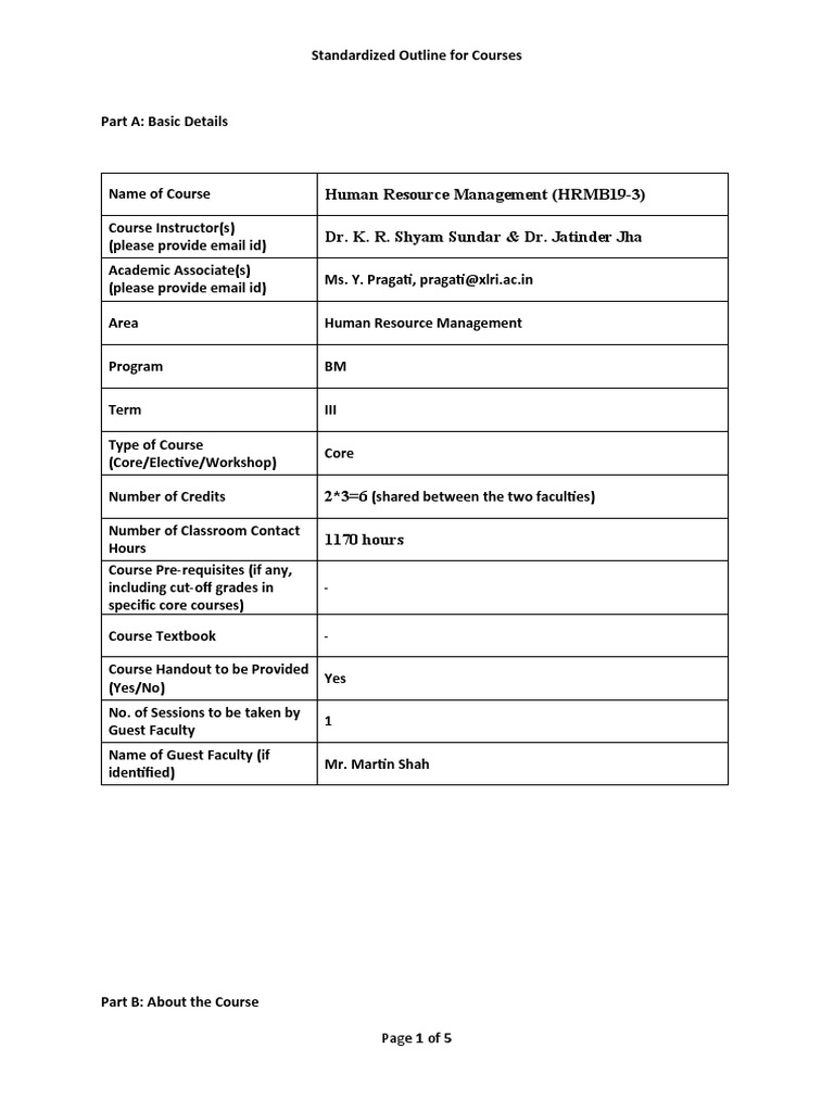 Course Outline For IR Part of HRM Course | PDF | Trade Union ...