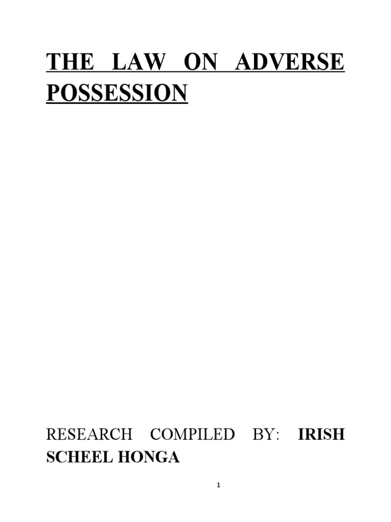 Adverse Possession Law in Kenya | PDF | Adverse Possession | Leasehold ...