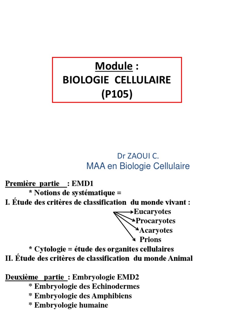 Cours de Biologie Cellulaire S1 PDF | PDF | Cellule (Biologie ...