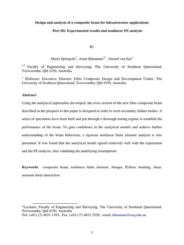 Design and Analysis of A Composite Beam PDF | PDF | Young's Modulus ...