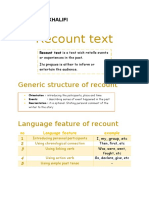 Recount Text: Generic Structure of Recount