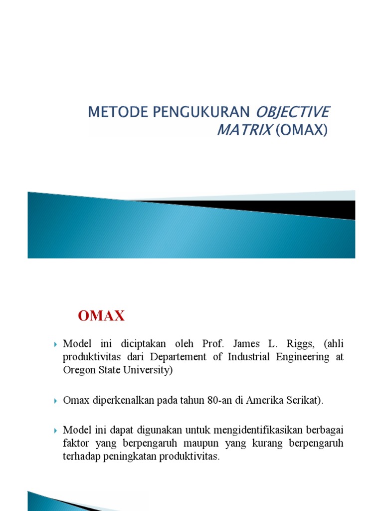 Metode Omax untuk Peningkatan Produktivitas | PDF | Metode & Bahan Ajar ...