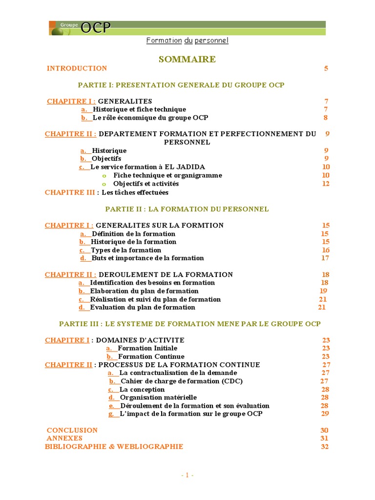 Projet - Formation Ocp | PDF | Gestion des ressources humaines ...