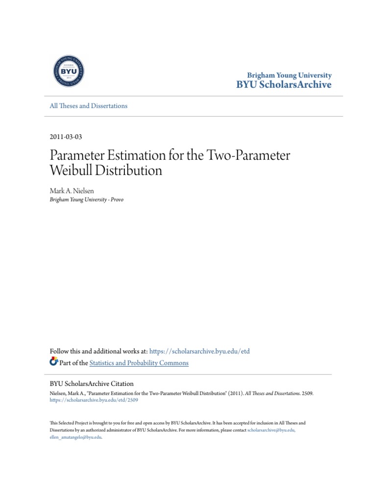 Parameter Estimation For The TwoParameter Weibull Distribution PDF