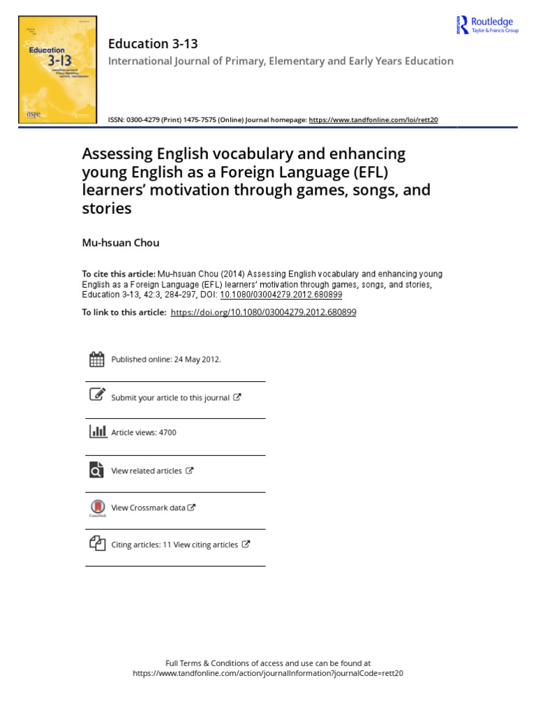 Enhancing EFL Vocabulary with Games | PDF | English As A Second Or ...