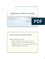 Properties of Fresh Concrete: Course Content (2) - Module 2 (6 HRS)