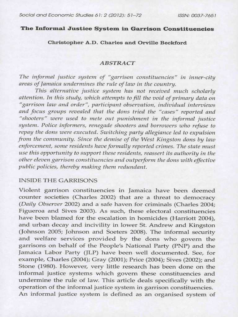 The Informal Justice System in Garrison PDF Crime & Violence