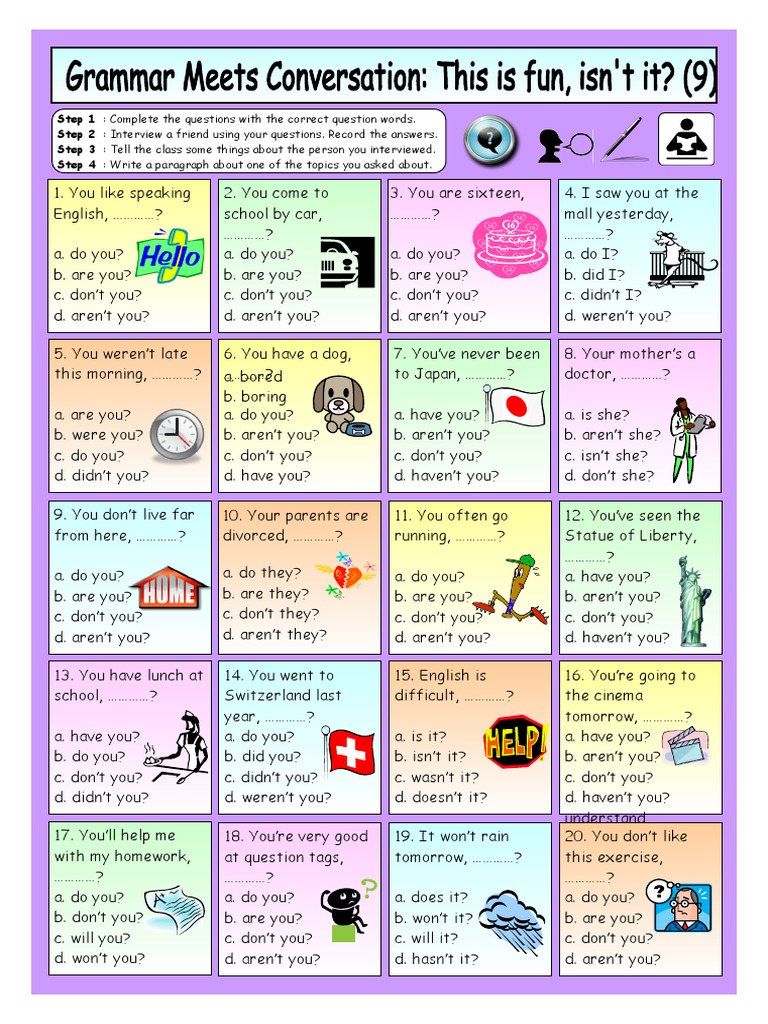 Question Tags Practice Exercises | PDF | Human Communication ...