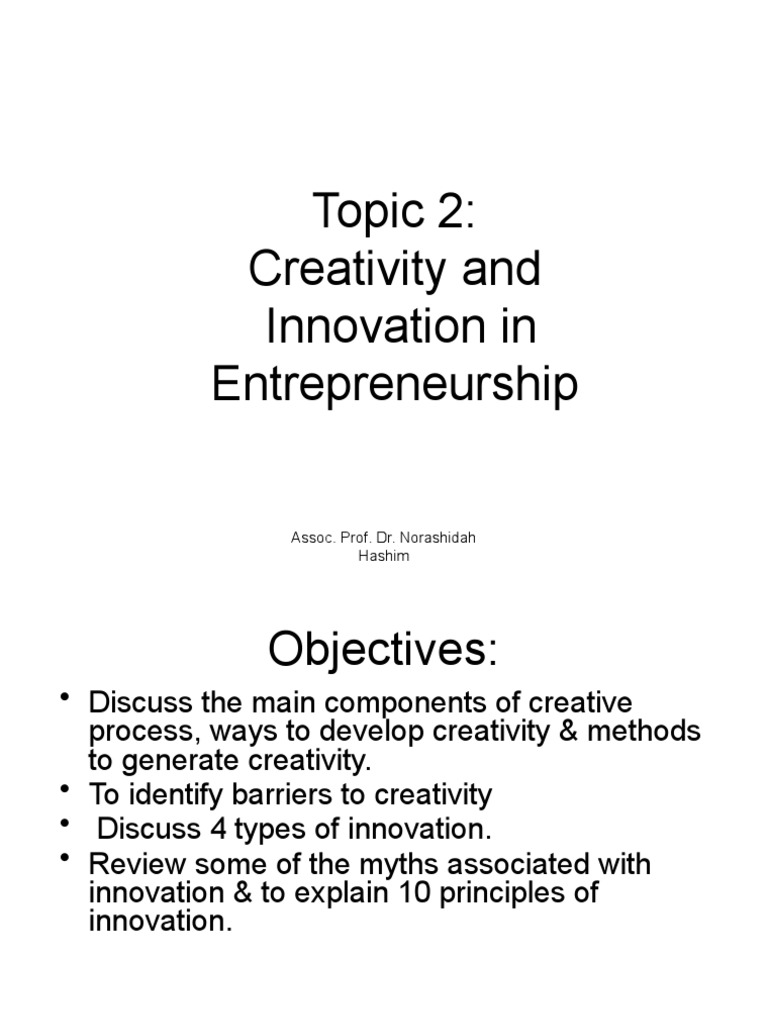 Creativity and Innovation in Entrepreneurship | PDF | Creativity ...
