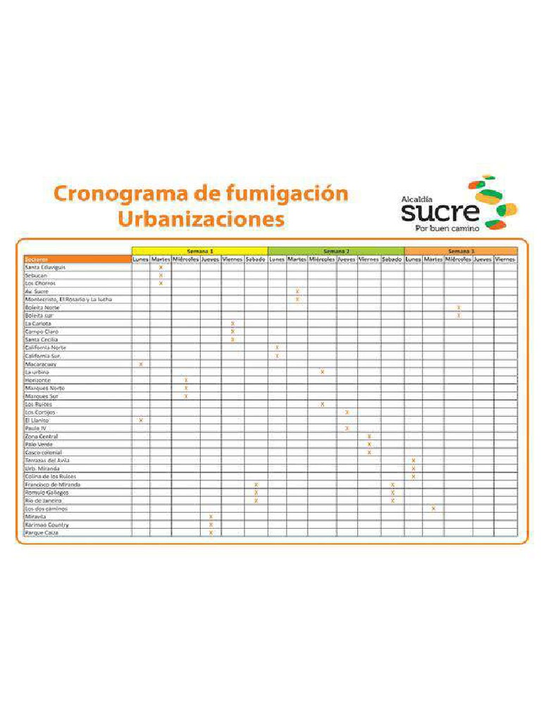 Cronograma de Fumigacion 1 | PDF