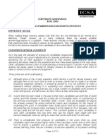 Corporate Governance JUNE 2009 Suggested Answers and Examiner'S Comments Important Notice