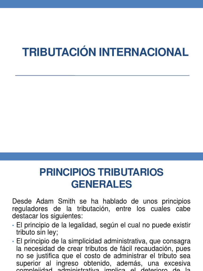 Tributacion Internacional Principios Tributarios Generales Pdf