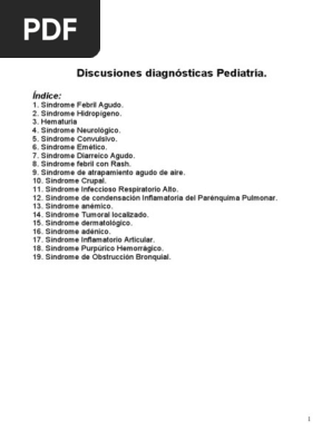 Discusiones Diagnosticas Pediatria Indice Tos Diarrea