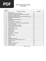 Object Oriented Programming Lecture Plan