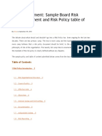 Risk Management: Sample Board Risk Policy Document and Risk Policy Table of Content