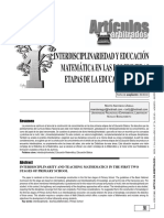 Interdiciplinaridad en La Educacion Matematica en Las Dos Primeras Etapa de Basico PDF