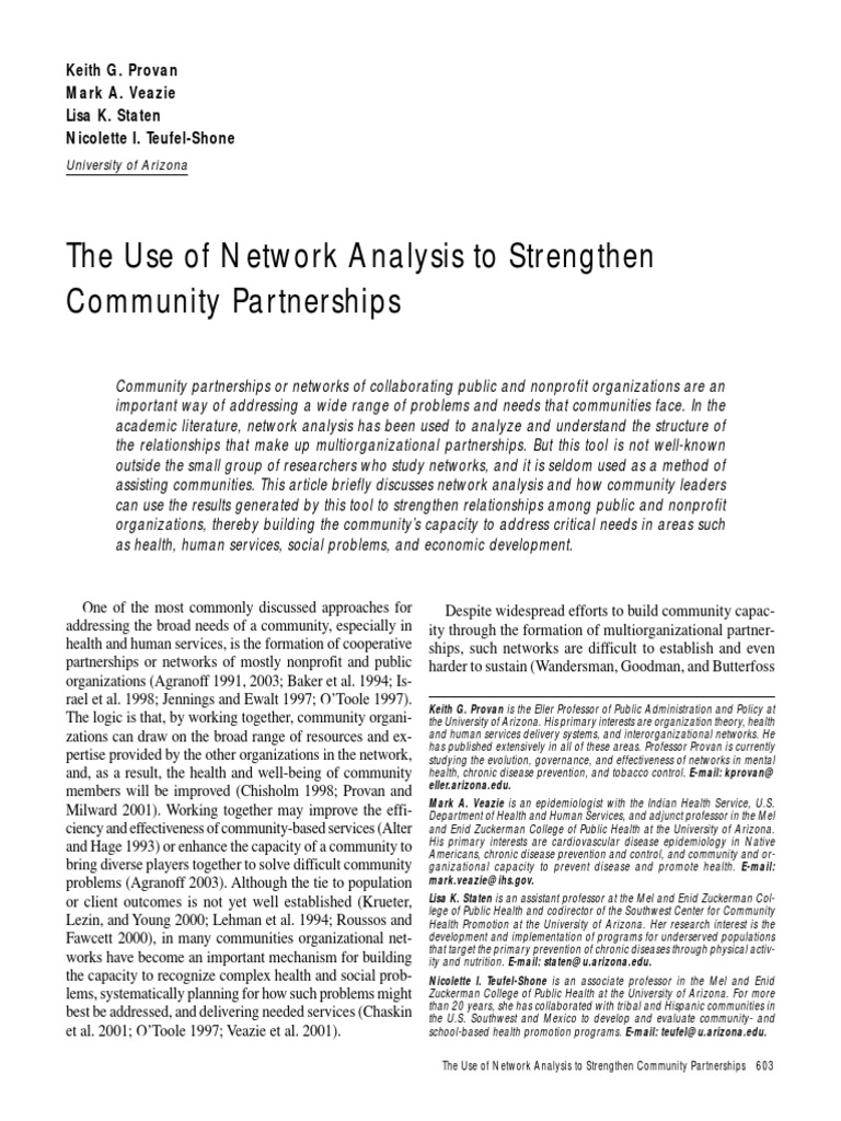 The Use of Network Analysis To Strengthen Community Partnerships | PDF ...